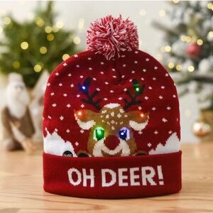 Festive Red 'Oh Deer!' Holiday Beanie